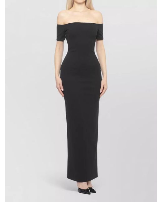 Solace London Black Off Shoulder Maxi Dress Fitted Silhouette