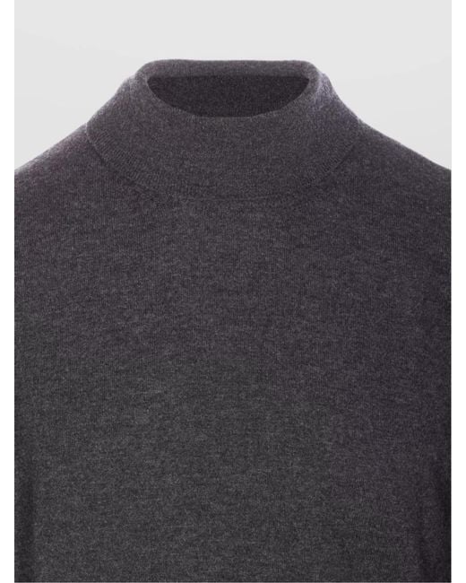 Maison Margiela Blue Wool High Neck Two Tone Sweater for men