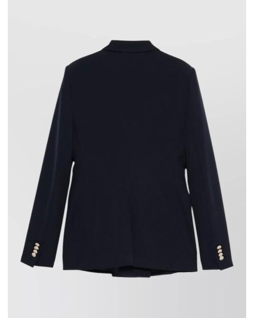 Tagliatore Blue Double Breasted Jacket Front Pockets Notch Lapels