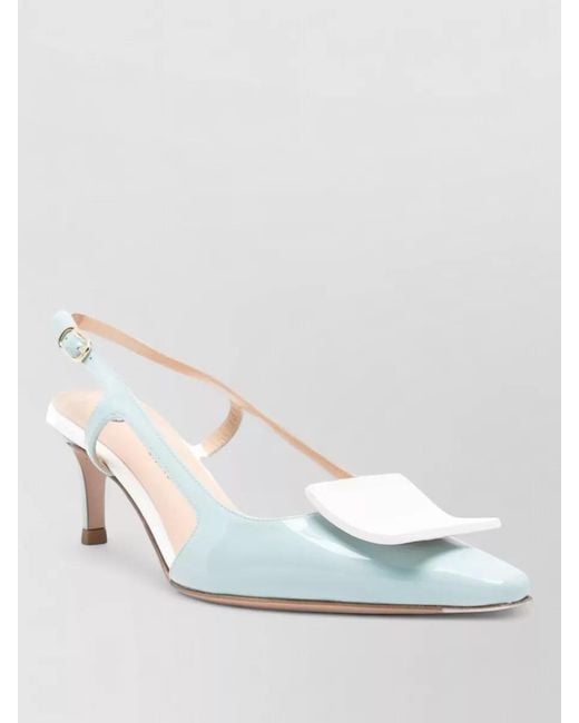 Roberto Festa White Slingback Pumps Patent Kitten Heel Pointed Toe