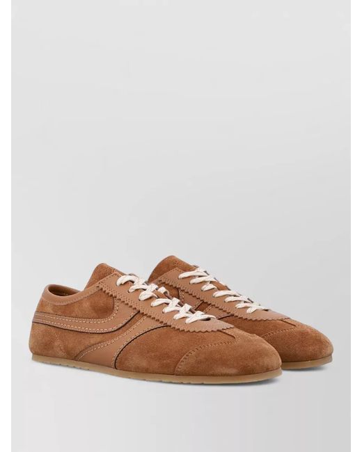 Dries Van Noten Brown Leather Low-Top Sneakers for men