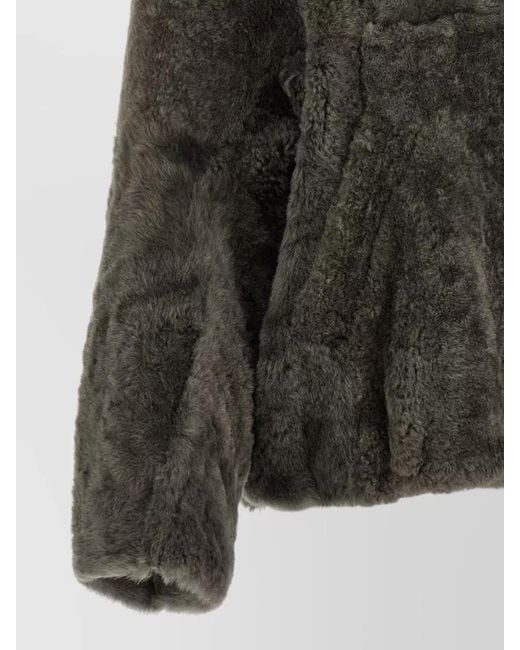 Brunello Cucinelli Black Cropped Lambskin Fur Coat Relaxed Cut