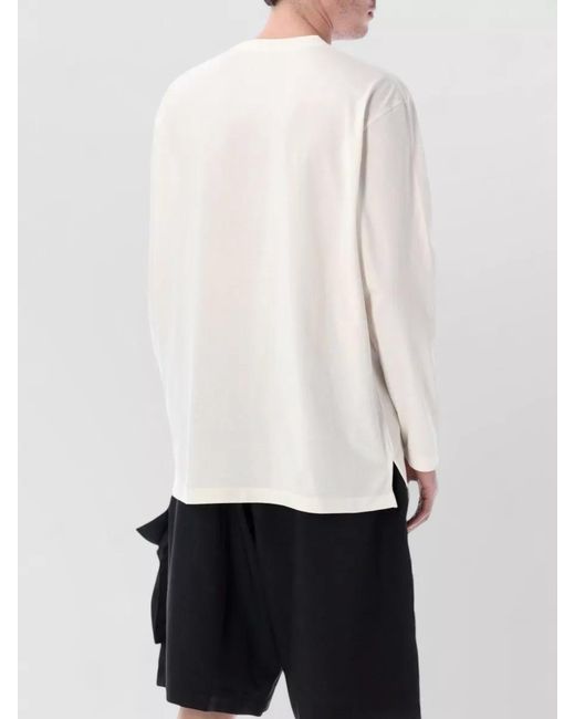 Y-3 White Long Sleeve Jersey T-Shirt Cotton Tshirt for men