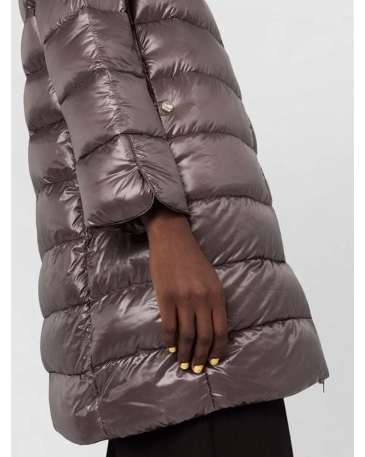 Herno Gray Matilde Long Down Jacket High Collar