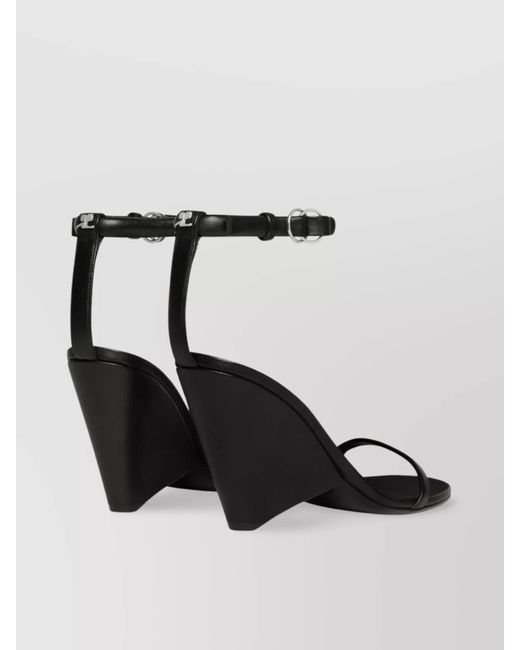 Courreges White Leather Wedge Sandals