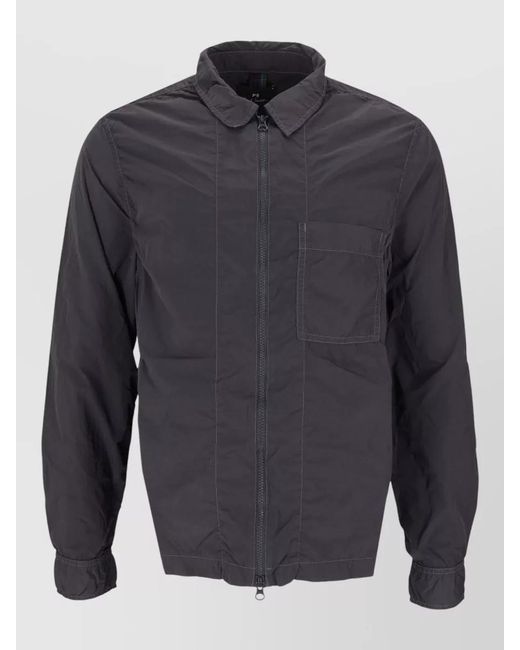 Paul Smith Blue Collared Jacket Long Sleeves Chest Pocket for men