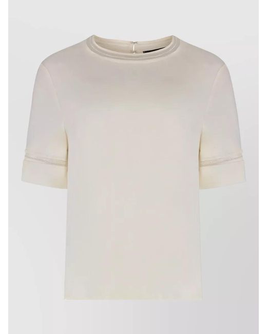 Fabiana Filippi White Crepe De Chine Silk Top Short Sleeves