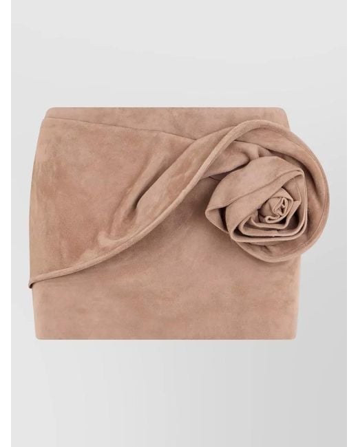 Magda Butrym Natural Suede Mini Skirt Draped Flower Detail
