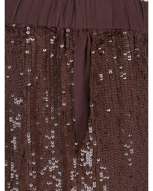 P.A.R.O.S.H. Brown Wide Leg Sequin Lounge Pants Elastic Waistband