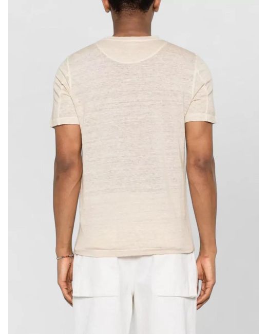 120% Lino Natural Linen Jersey T Shirt Short Sleeves for men