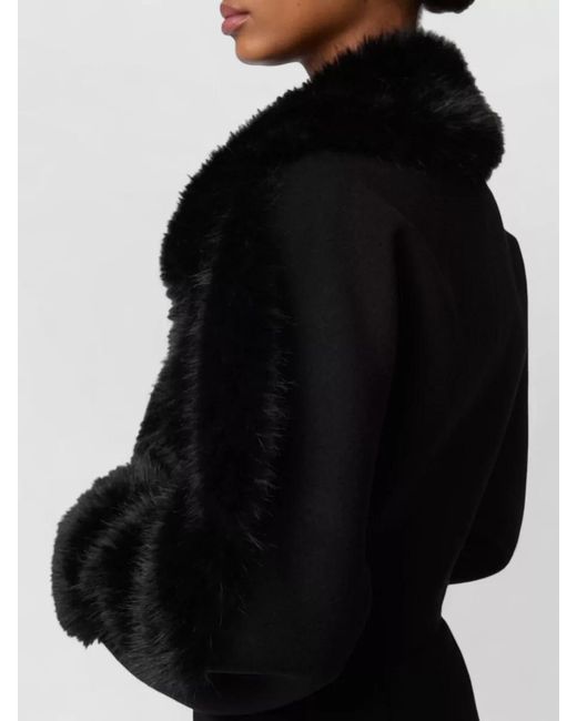 Nina Ricci Black Faux Fur Long-Sleeve Coat