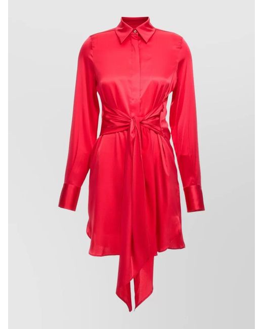 Le twins Red Silk Knotted Mini Dress