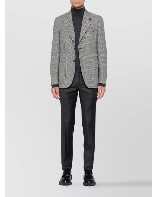 Incotex Black Virgin Wool Straight-Leg Trousers for men