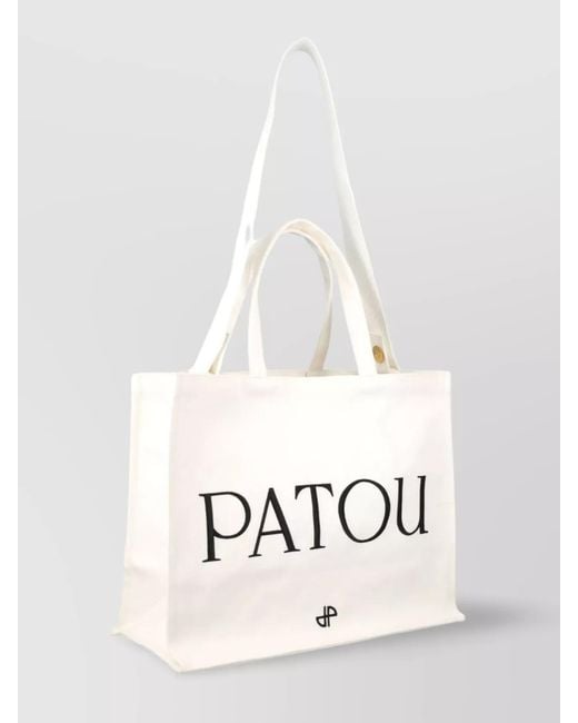 Patou White Cotton Large Tote Bag