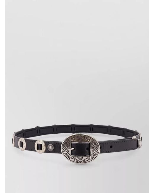 Golden Goose Deluxe Brand Gray Belt Adjustable Length Embossed Design Buckle Accents for men