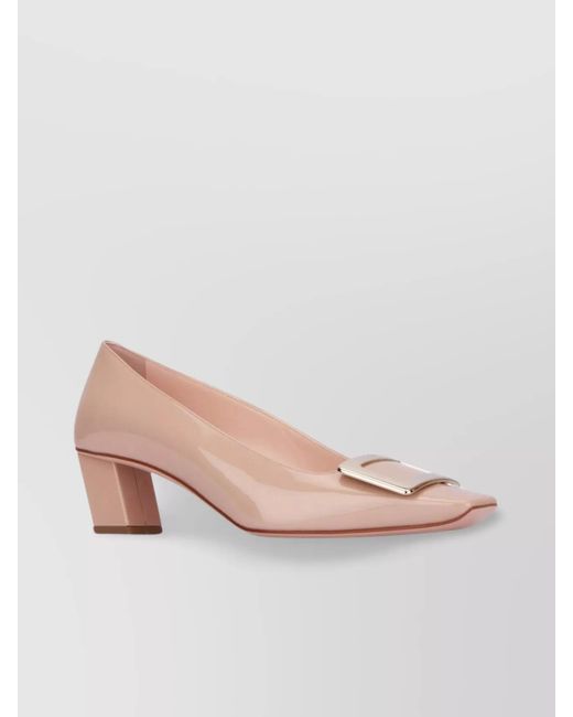 Roger Vivier Pink Patent Leather Square-Toe Block-Heel Pumps