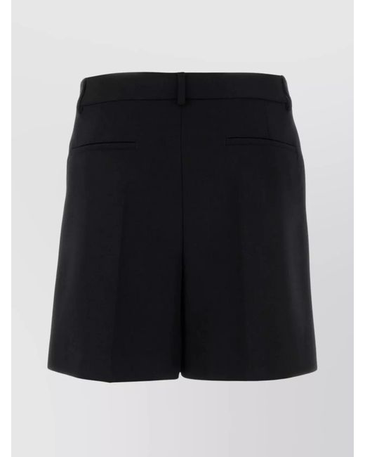 Valentino Garavani Black Virgin Wool Pleated Bermuda Shorts for men