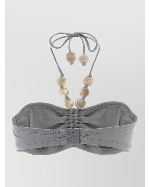 Eres Gray Lana Beaded Bikini Top Halter Strapless