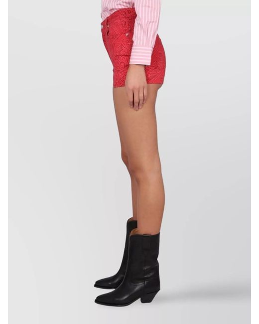 Etro Red Paisley Print Shorts