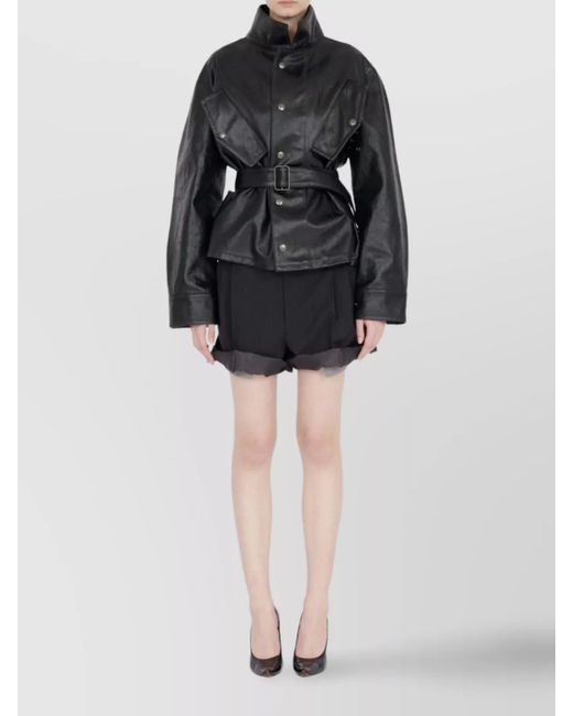 Maison Margiela Black Belted Waxed Jacket