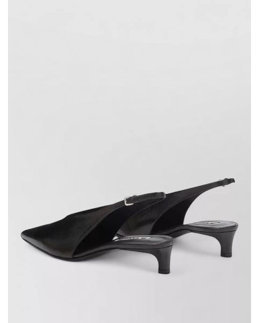 Jil Sander Gray Pointed Toe Kitten Heel Slingback Pumps