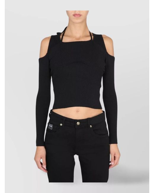 Versace Jeans Couture Black Off-Shoulder Sweatshirt