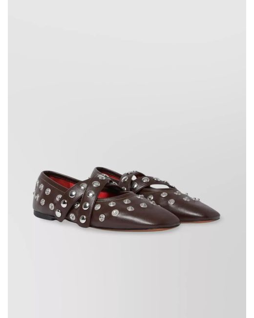 Stella McCartney Brown Leather Studded Ballerina Shoes