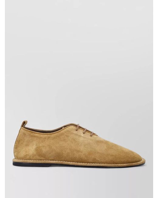 AMI Natural Suede Lace Up Shoes Round Toe Loafers for men