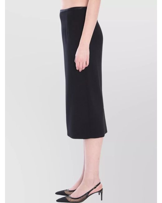 Dolce & Gabbana Black Silk Wool Midi Pencil Skirt