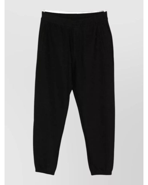 Emporio Armani Black Cotton Blend Jogger Trousers Ribbed Cuffs for men