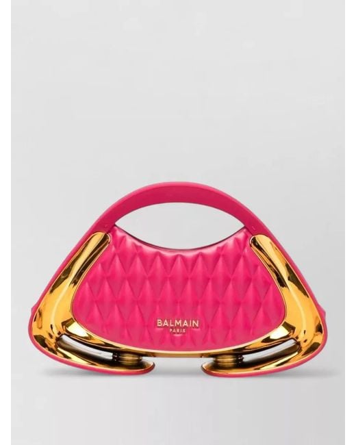 Balmain Pink Jolie Madame Small Padded Leather Clutch