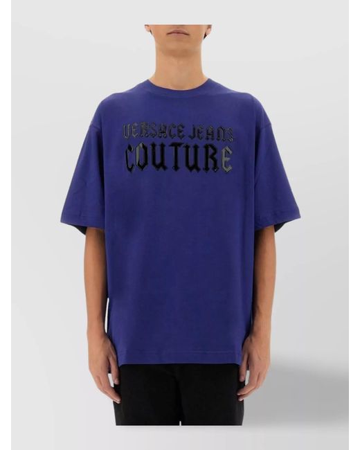 Versace Jeans Couture Blue Cotton Logo-Print T-Shirt for men