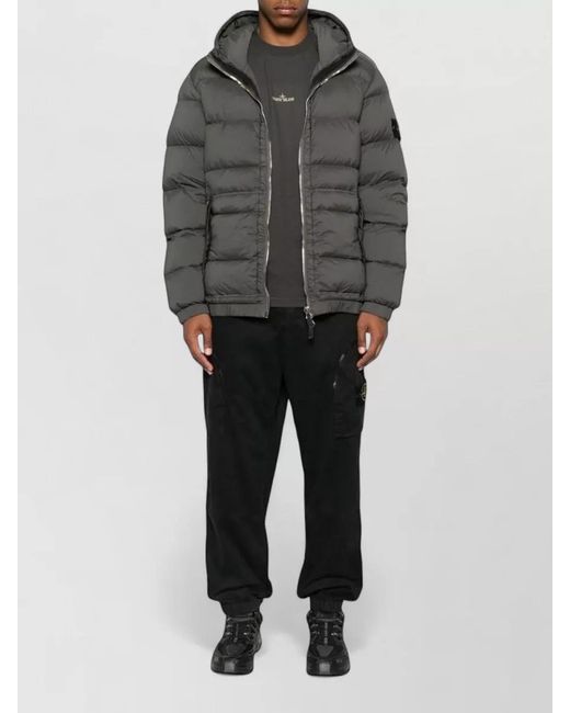 Stone Island Gray Down Hooded Padded Coat for men