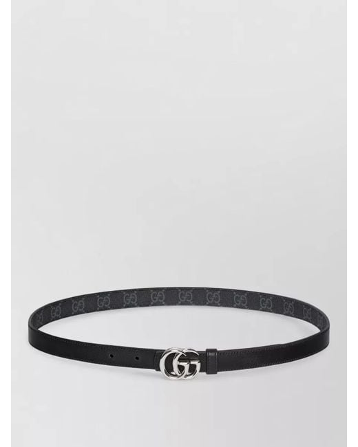 Gucci Gray Leather Reversible Thin Belt