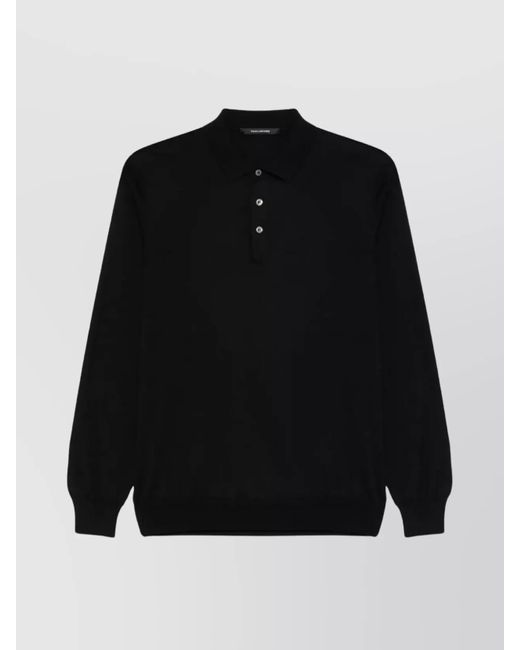 Tagliatore Black Polo Ribbed Cuffs for men