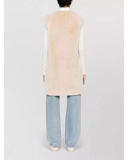 Herno Natural Faux Fur Sleeveless Round Neck Vest