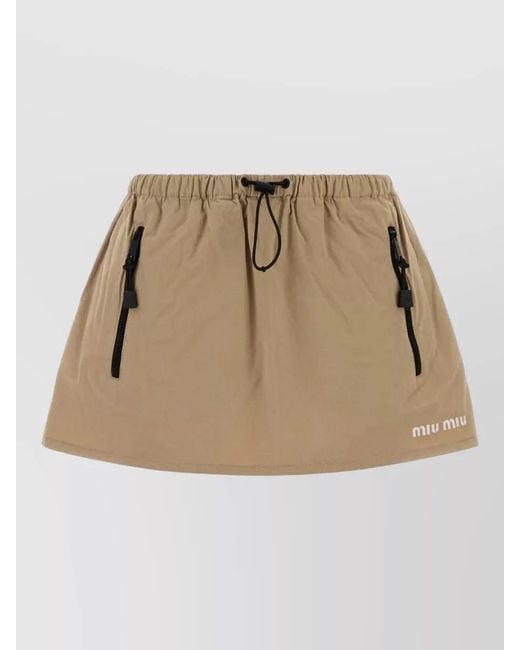Miu Miu Natural Gabardine Mini Skirt Casual Style Pockets