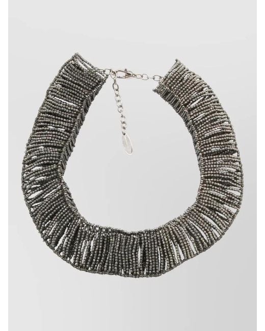 Brunello Cucinelli Gray Adjustable Beaded Necklaces For Every Occasion