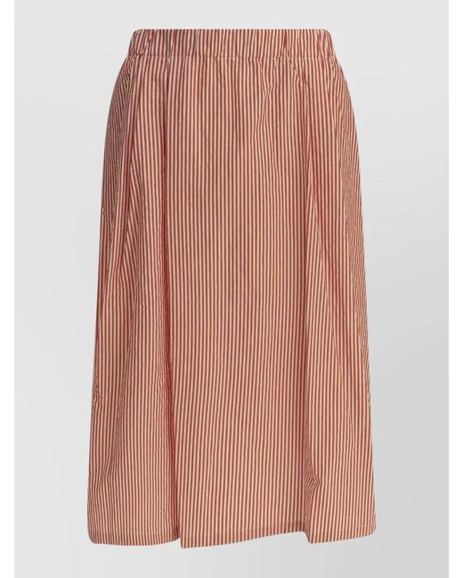 Apuntob Pink Pleated Striped Midi Skirt Collection
