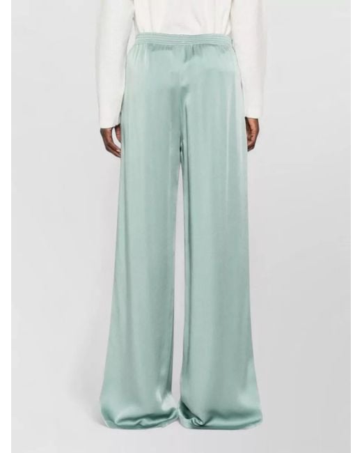 Fabiana Filippi Green Satin Wide Leg Trousers Side Pockets