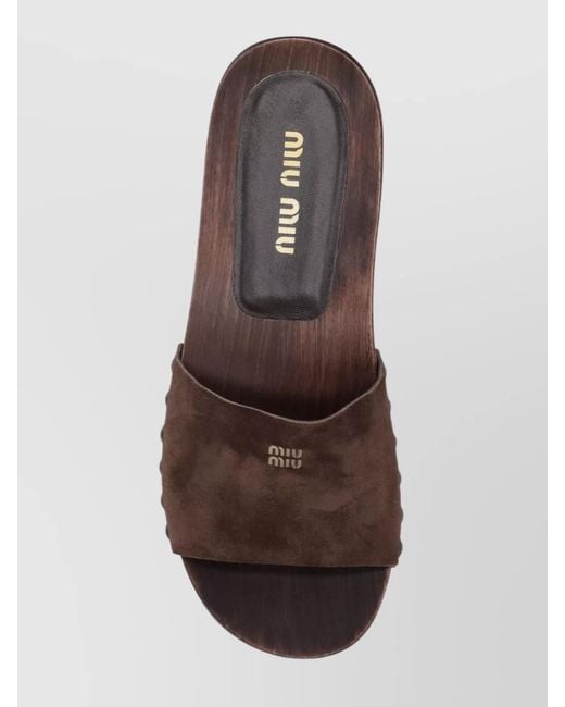 Miu Miu Brown Suede Stud Flat Sandals