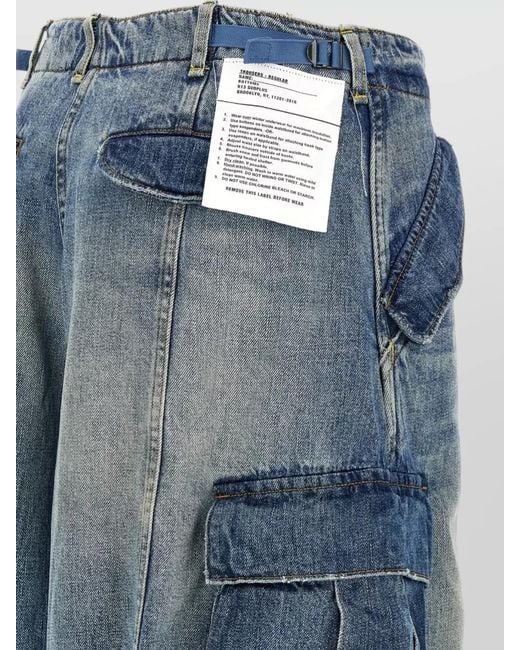 R13 Blue Siouxsie Field Cargo Wide Leg Jeans
