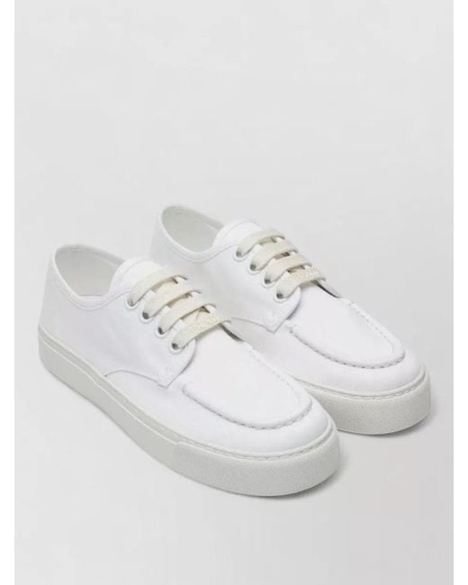 Prada White Low Top Sneakers Round Toe Rubber Sole for men