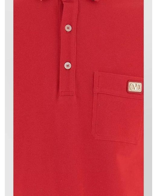 Valentino Garavani Red Cotton Piqué Polo Shirt for men