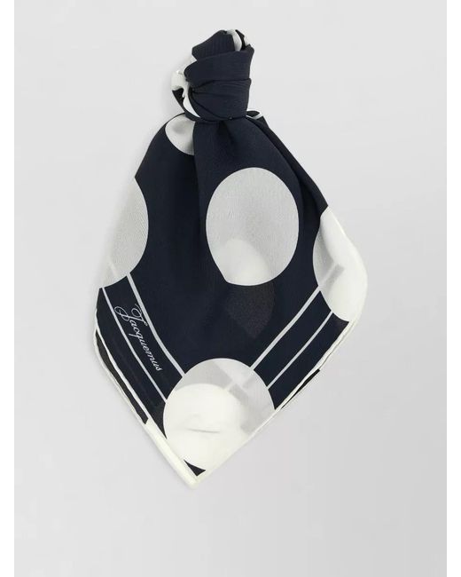 Jacquemus Blue Coeur Scarf Circular Pattern Lightweight Monochrome