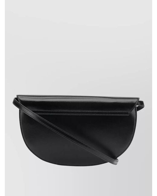 Jil Sander Black Curve Wallet Adjustable Strap Smooth Finish