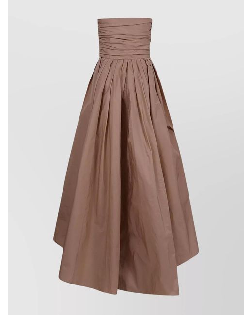 Pinko Brown Off-Shoulder Asymmetric Mini Dress