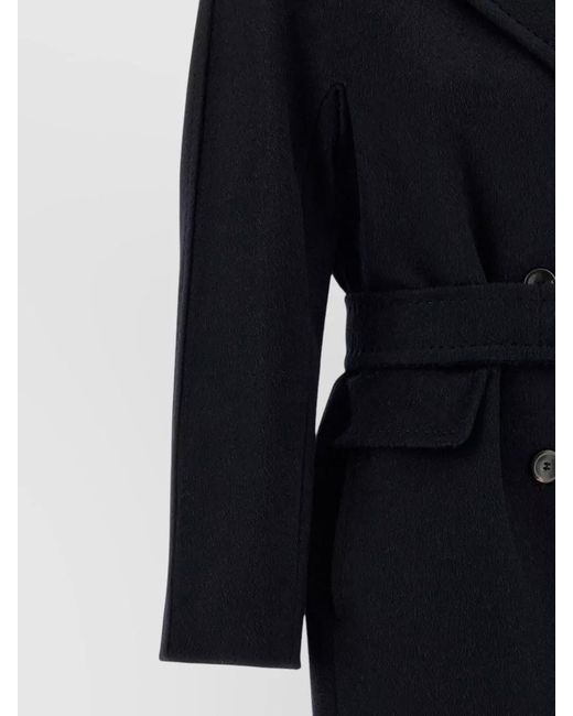 Max Mara Blue Cashmere Double-Breasted Coat