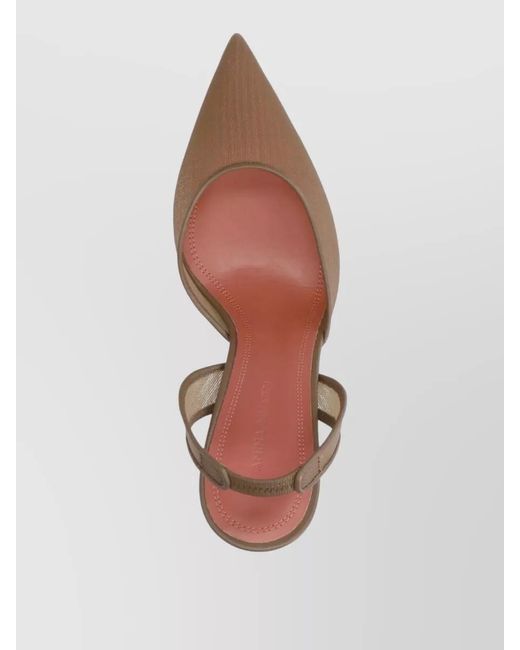 AMINA MUADDI Pink Pointed Toe Slingback Pumps Mesh Heel Design