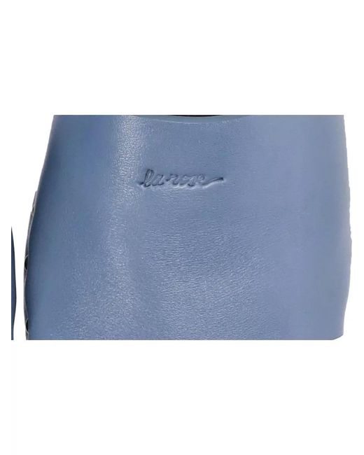 LA ROSE Blue Leather Sandals Flat Sole Metal Eyelets